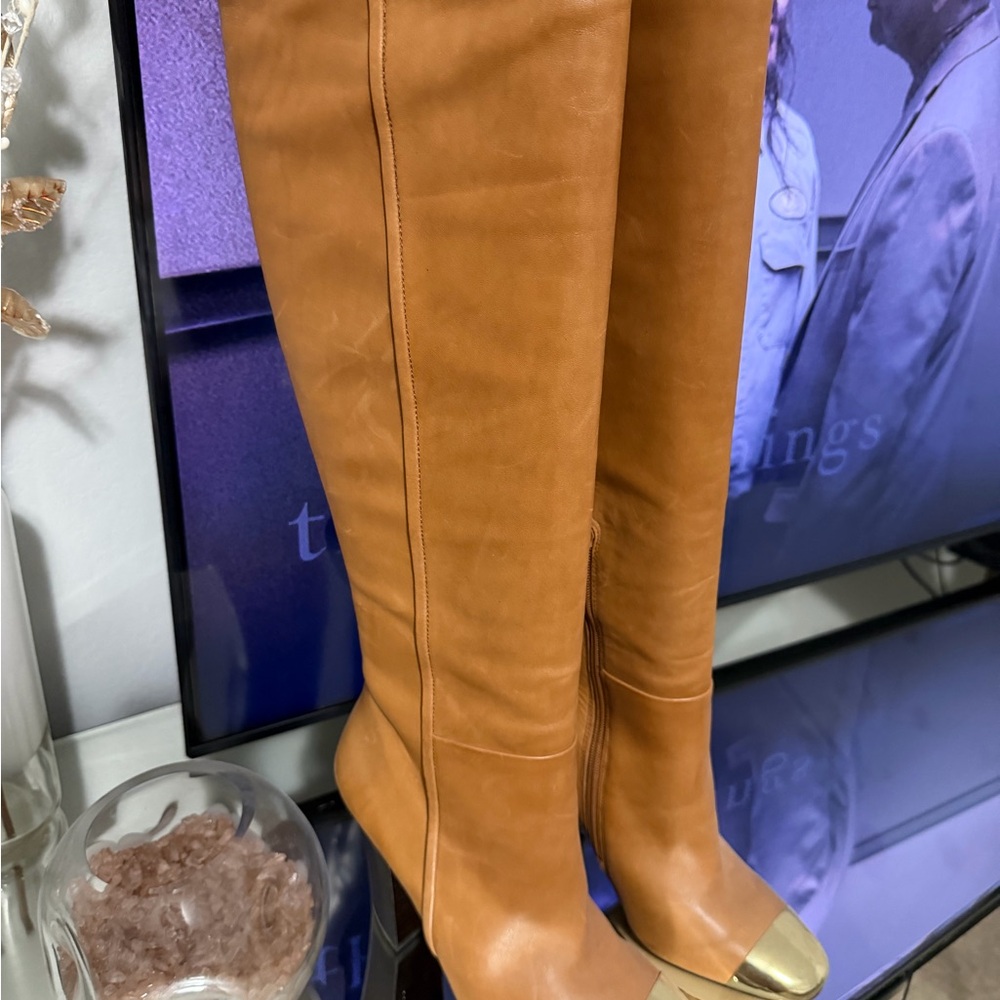 Aldo Camel Over the Knee Boots with Metallic Accents